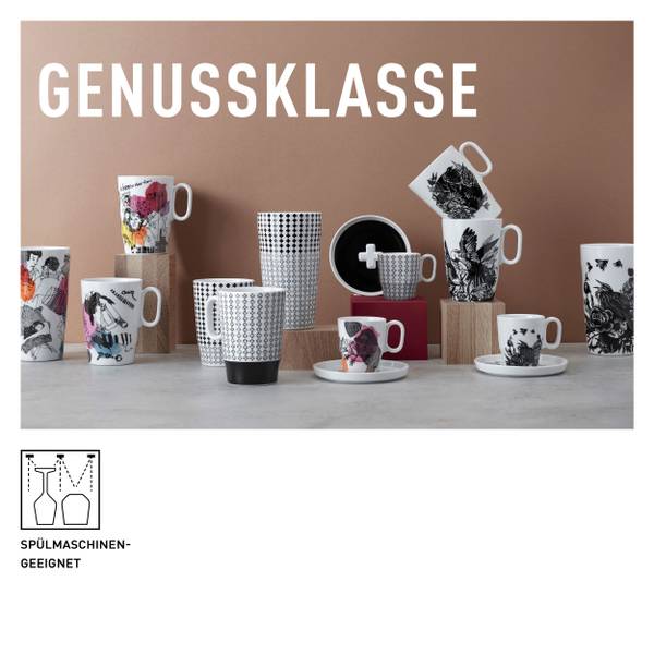 Kaffeetasse Genussklasse #1 Weiß - Porzellan - 8 x 11 x 8 cm