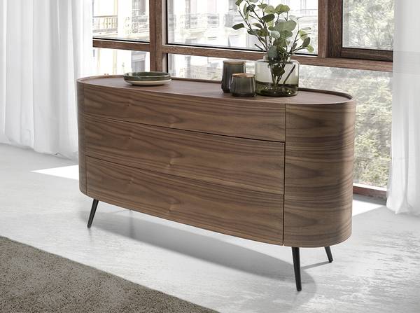Kommode 7075 Schwarz - Braun - Walnuss - Zink - 135 x 75 x 48 cm