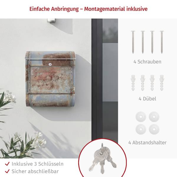 Briefkasten Camden Walls Grau - Stahl - 39 x 46 x 13 cm