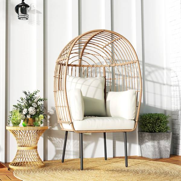 Rattansessel 867-261V00BG Beige - Polyethylen - 80 x 155 x 95 cm