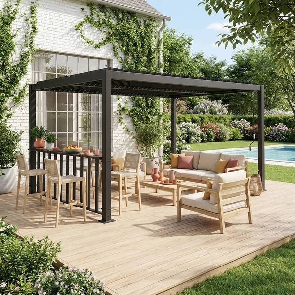 Theke Palace Grau - Metall - 26 x 92 x 272 cm