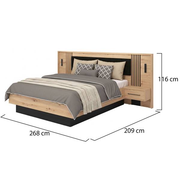 Doppelbett-Kasotto Braun - Holzwerkstoff - 209 x 116 x 268 cm