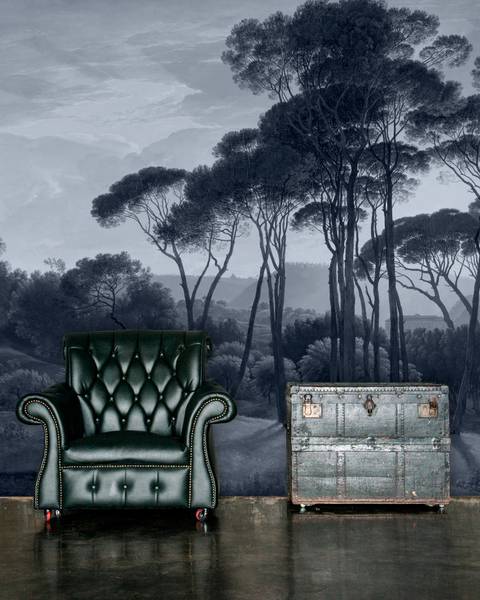 Panorama-Tapete Ombrelli Blau