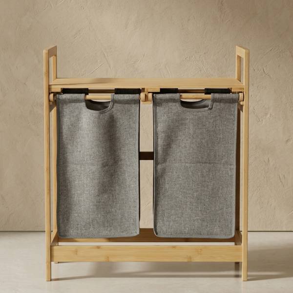 Wäschekorb TELA Grau - Textil - 63 x 74 x 33 cm