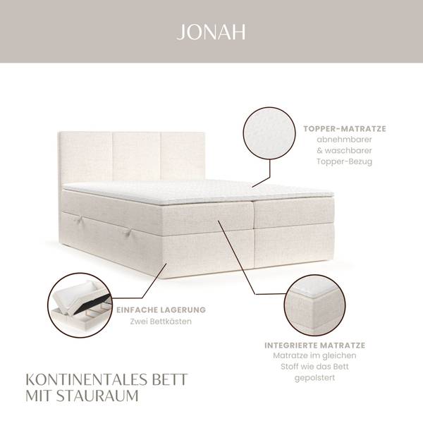 Boxspringbett Jonah Creme - Liegefläche Breite: 140 cm