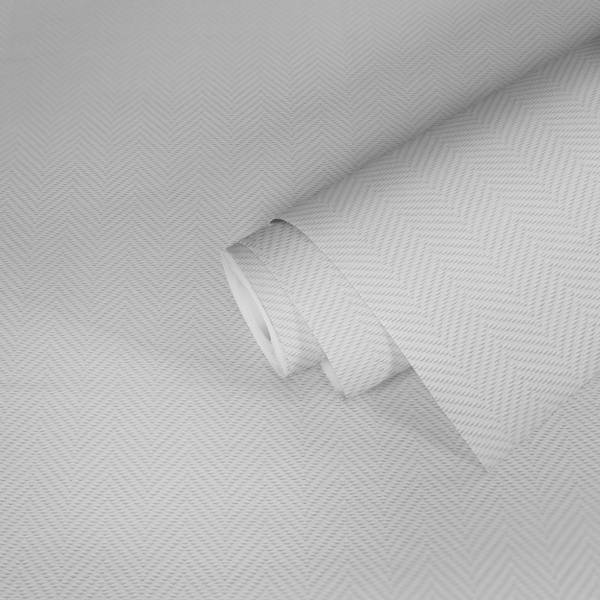 Papiertapete Pure Zigzag Weiß - Mischgewebe - 53 x 1005 x 1 cm