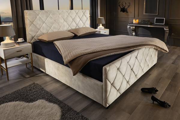 Boxbett ELYSIUM Beige - Samt - 155 x 125 x 220 cm
