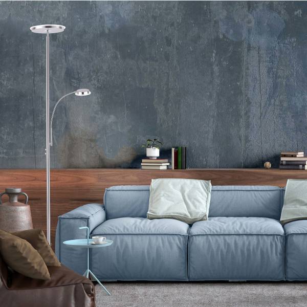 LED Deckenfluter HANS rund Silber - Metall - 57 x 193 x 57 cm