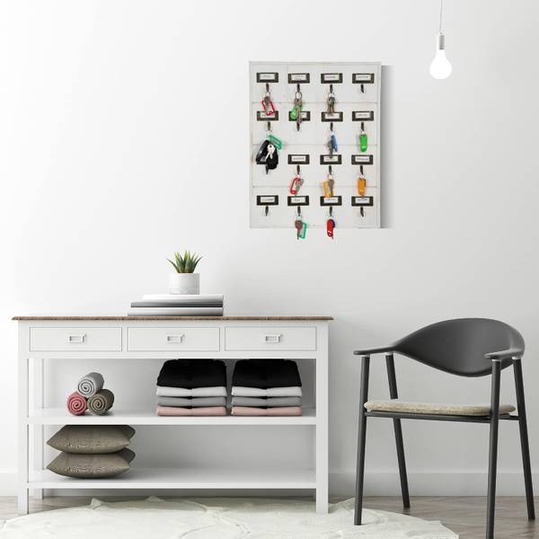 Schlüsselbrett 16KEYS Weiß - Massivholz - 5 x 47 x 35 cm