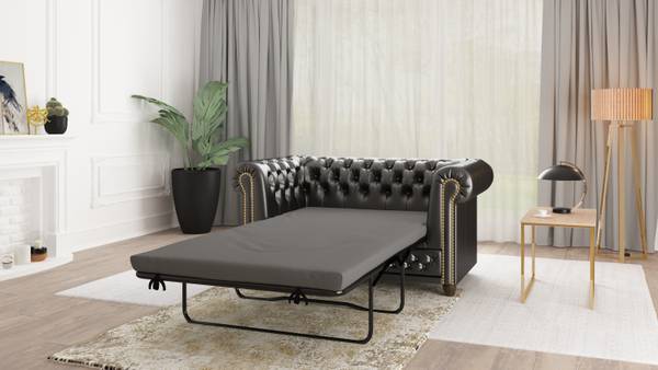 Chesterfield-Set Perry - Schlaffunktion Schwarz