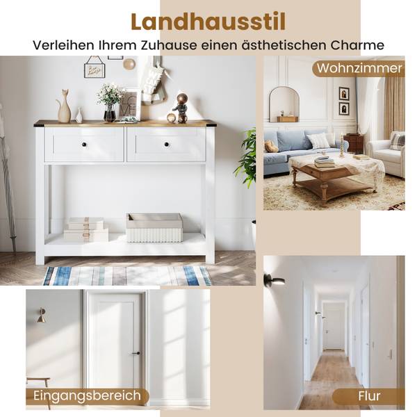 Konsolentisch VH34830 Weiß - Holzwerkstoff - 30 x 82 x 106 cm