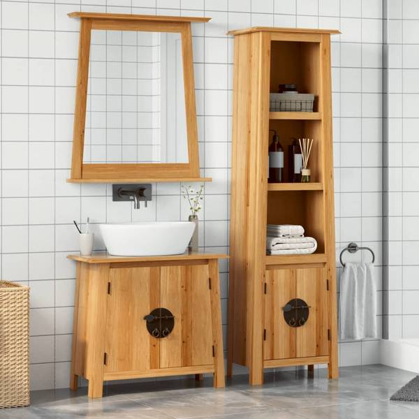 Meubles de salle bain 3223462 lot de 3 Marron - Pin - 70 x 63 x 32 cm