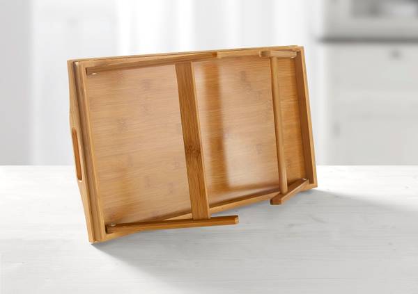 Serviertablett BAMBUS Beige - Holzwerkstoff - Kunststoff - 30 x 24 x 50 cm