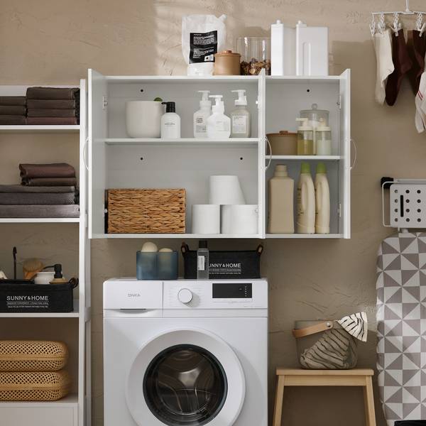 Armoire de salle de bain FRG231-L-W Blanc - Largeur : 90 cm