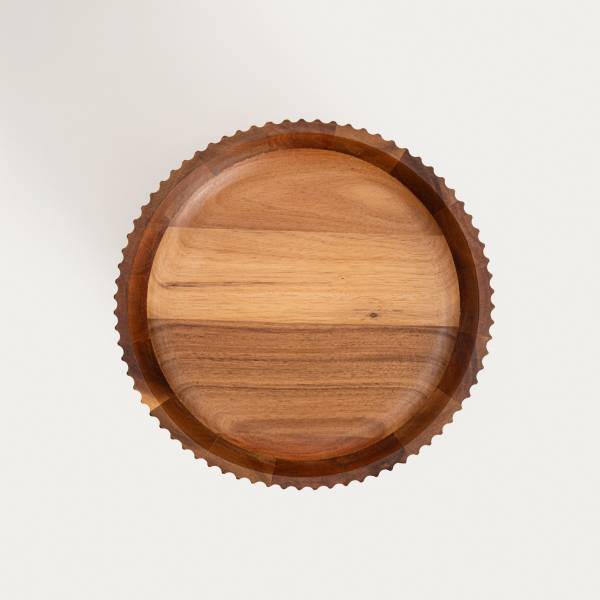 Servierteller RILLET Braun - Holz teilmassiv - 26 x 9 x 26 cm
