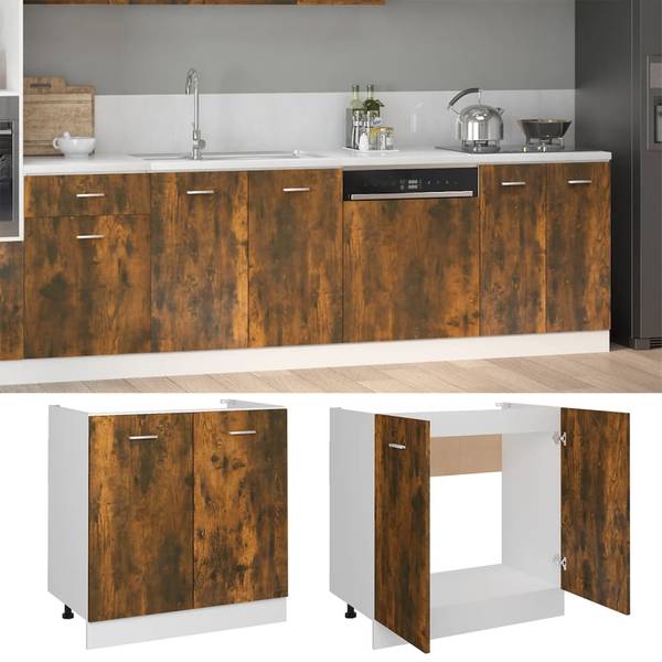 Spülenunterschrank 3016496-2 Braun - Raucheiche Dekor - 80 x 81 x 46 cm