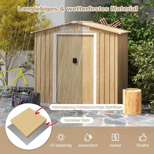 Gerätehaus SF6328ZM+DE Braun - Metall - 142 x 186 x 196 cm