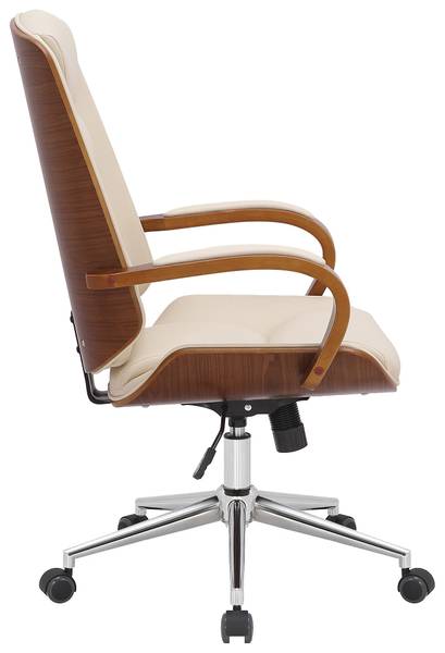 Chaise de bureau Yankton Crème - Imitation noyer
