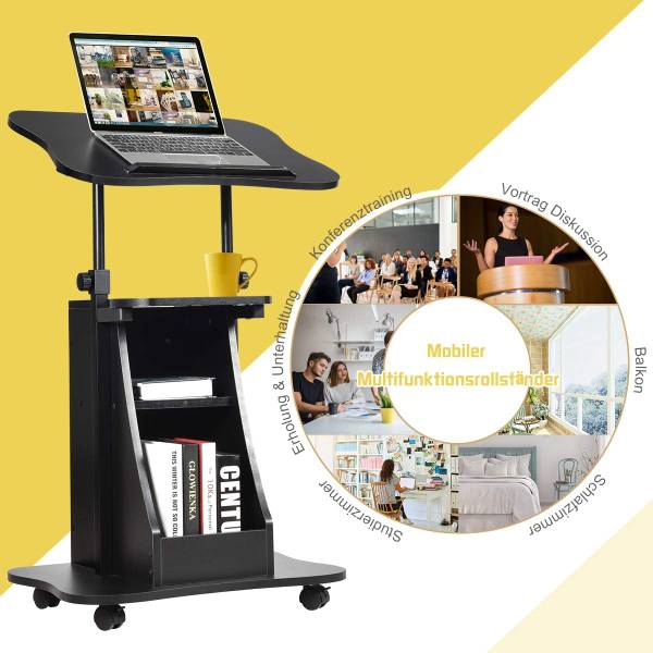 Laptoptafel ON32739NWNL zwart - plaatmateriaal op houtbasis - 40 x 110 x 55 cm