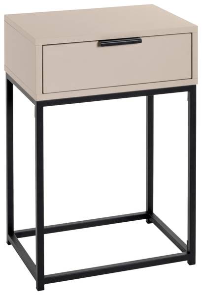 Nachtkästchen ILVA Beige - Schwarz - Holzwerkstoff - Metall - 40 x 60 x 28 cm