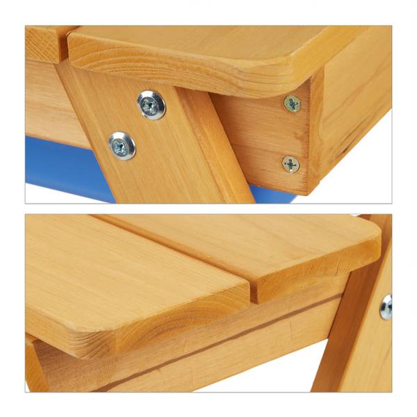 Kindersitzgruppe Holz für Garten Blau - Braun - PVC - 90 x 49 x 85 cm