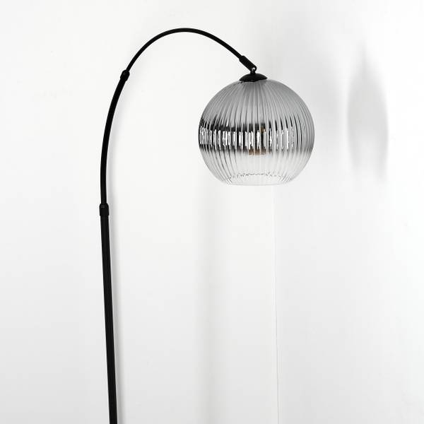 Stehlampe Cesaro Grau - Aluminium - Klarglas - Marmor - 105 x 185 x 72 cm