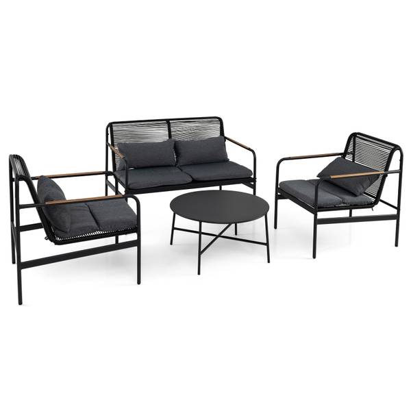 Gartenmöbel Set ZB34984SD 4-tlg. Grau - Rattan - 73 x 77 x 112 cm