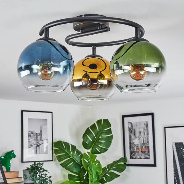 Deckenleuchte Cesaro Blau - Gold - Grün - Metall - 16 x 16 x 16 cm