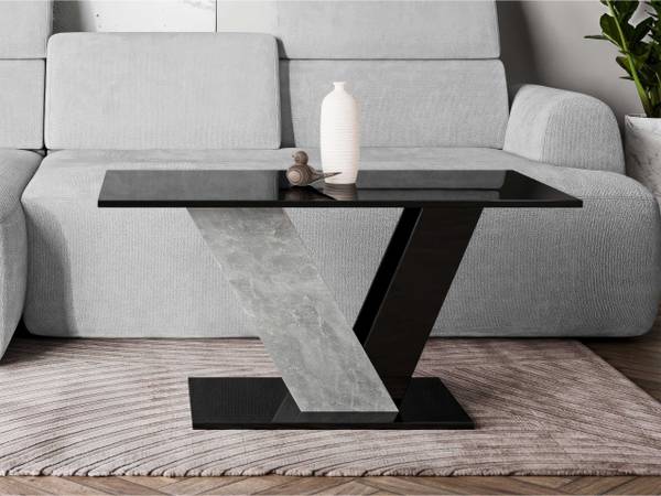 Couchtisch Dubai Beton Dekor - Hochglanz Schwarz