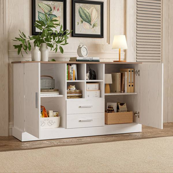 Sideboard-BB3042 Weiß - Holzwerkstoff - 140 x 80 x 40 cm