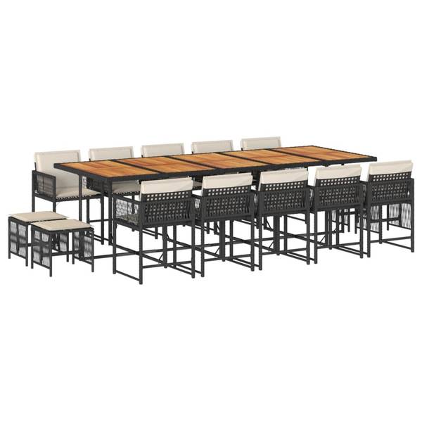 Tuinset 3033286-9 set van 15 zwart - wit - staal - 106 x 73 x 275 cm