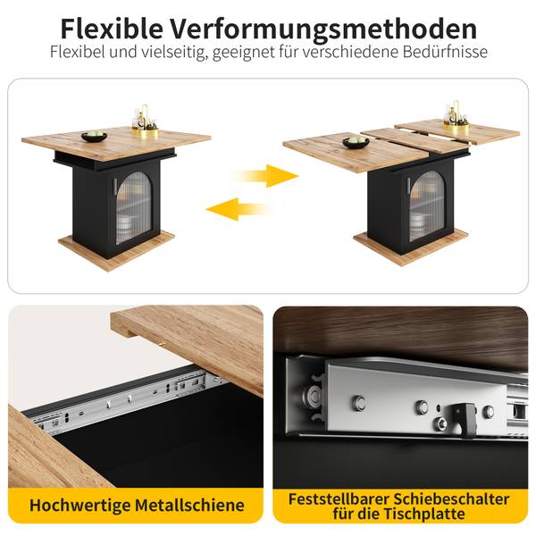 Esstisch Chocas BK GL Schwarz - Holzwerkstoff - Glas