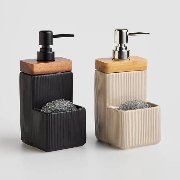 Seifenspender Liners Schwarz - Keramik - 10 x 22 x 11 cm