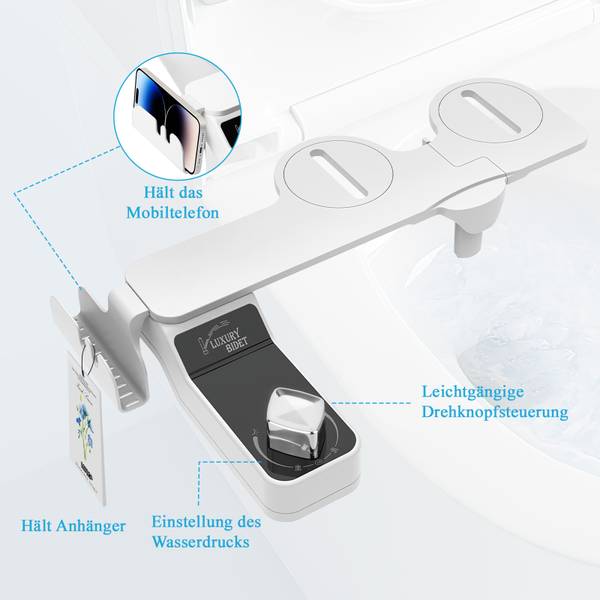 Bidet-Einsatz für Toilette EB101 Weiß - Kunststoff - 16 x 10 x 31 cm