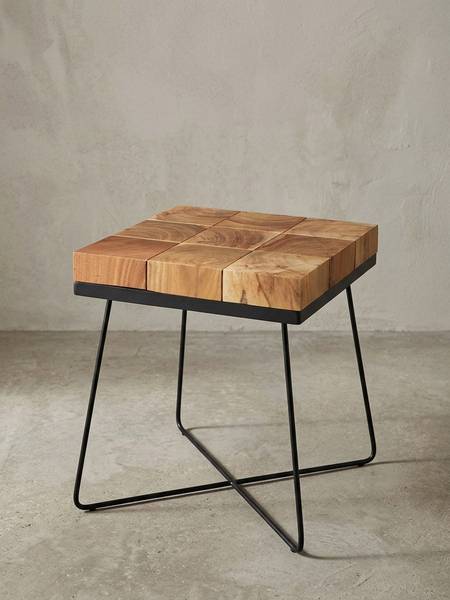 Beistelltisch ISERE Beige - Akazie - 45 x 51 x 45 cm