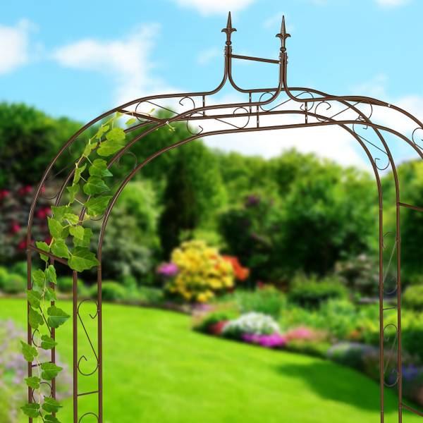 Rozenboog metaal 155 cm breed bruin - staal - 155 x 240 x 39 cm