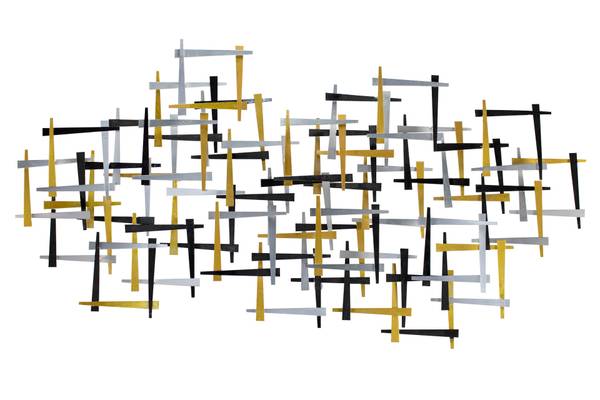 Sculpture murale Grille Fusion Doré - Métal - 108 x 60 x 4 cm