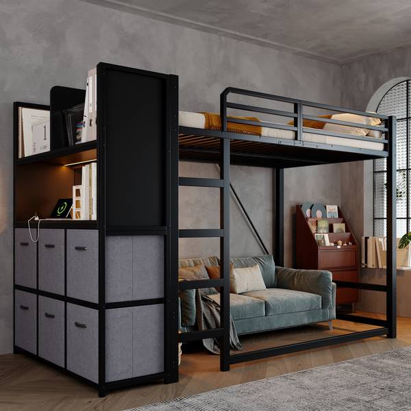 Hochbett JINSSHEFHE Ⅰ Schwarz - Eisen - 128 x 170 x 243 cm