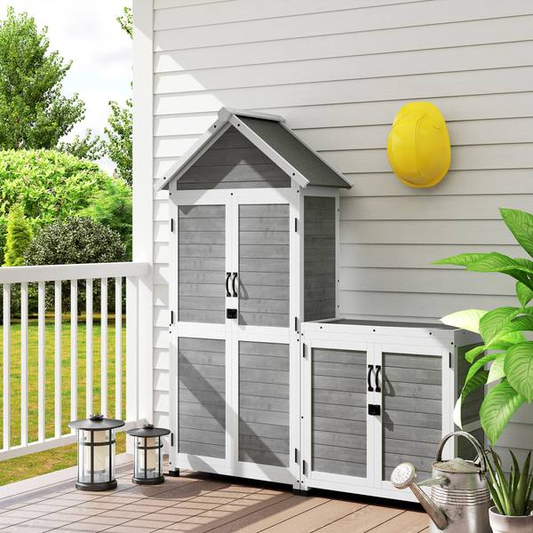 Gartenschrank 2er Set 84H-343V00LG Grau - Tanne - 51 x 182 x 89 cm