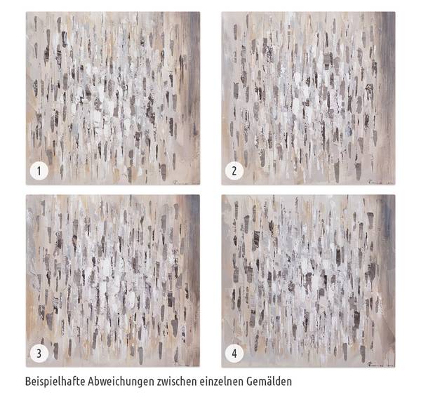 Tableau peint à la main Voile Texture Gris - Coton - 80 x 80 x 4 cm