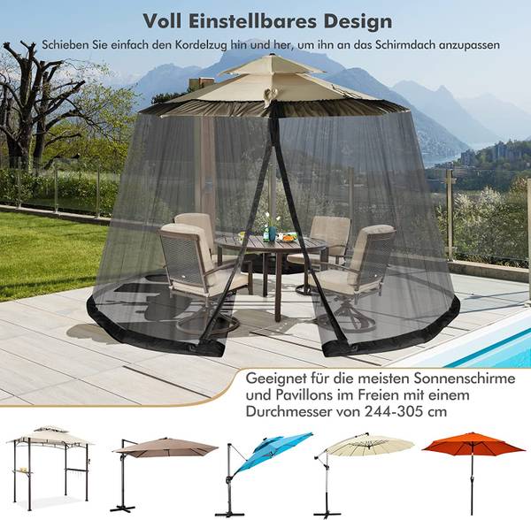 verstellbares Moskitonetz mit 2 Türen Schwarz - Textil - 300 x 230 x 300 cm