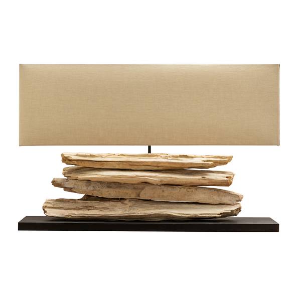 Tischlampe RIVERINE Beige - Braun - Leinen - Eisen - 80 x 51 x 20 cm