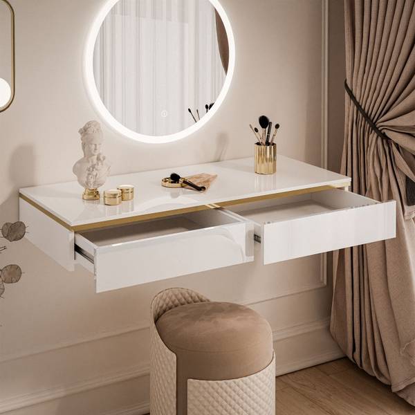 Hängeschminktisch AURORA Spiegel Weiß - Holzwerkstoff - 102 x 75 x 44 cm