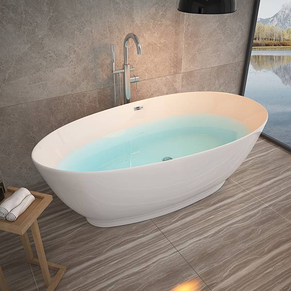 Vrijstaand bad DELIA wit - hars - 180 x 58 x 90 cm