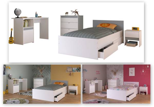 Kinderzimmer Pirouette25 4-teilig Weiß - Holzwerkstoff - 110 x 80 x 203 cm