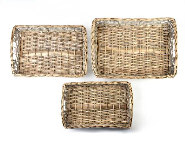 Tablett GUSTAV 3er set Beige - Naturfaser - 50 x 8 x 40 cm
