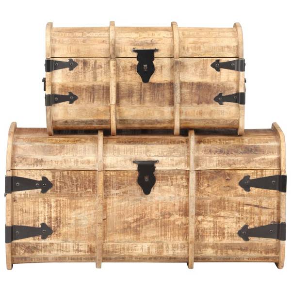Coffre de rangement 320374 (lot de 2) Marron - Manguier - 50 x 29 x 26 cm