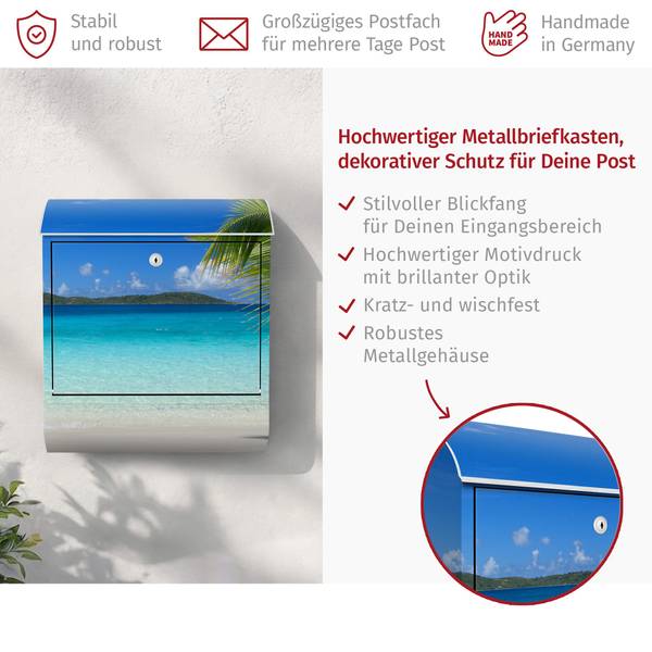 Briefkasten Perfect Maledives Türkis - Stahl - 39 x 46 x 13 cm