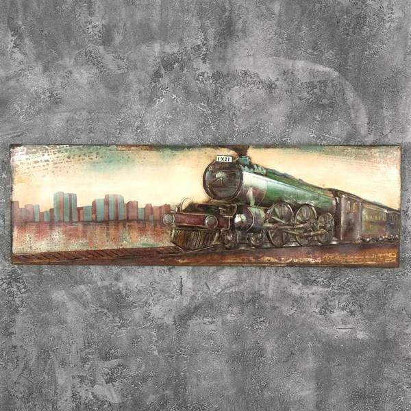 Image métallique 3D TRAIN Vert - Acier - 180 x 56 x 5 cm