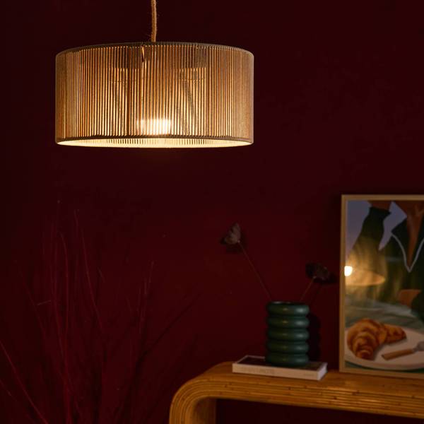 Hangelampe Zelie Beige - Naturfaser - 40 x 20 x 40 cm